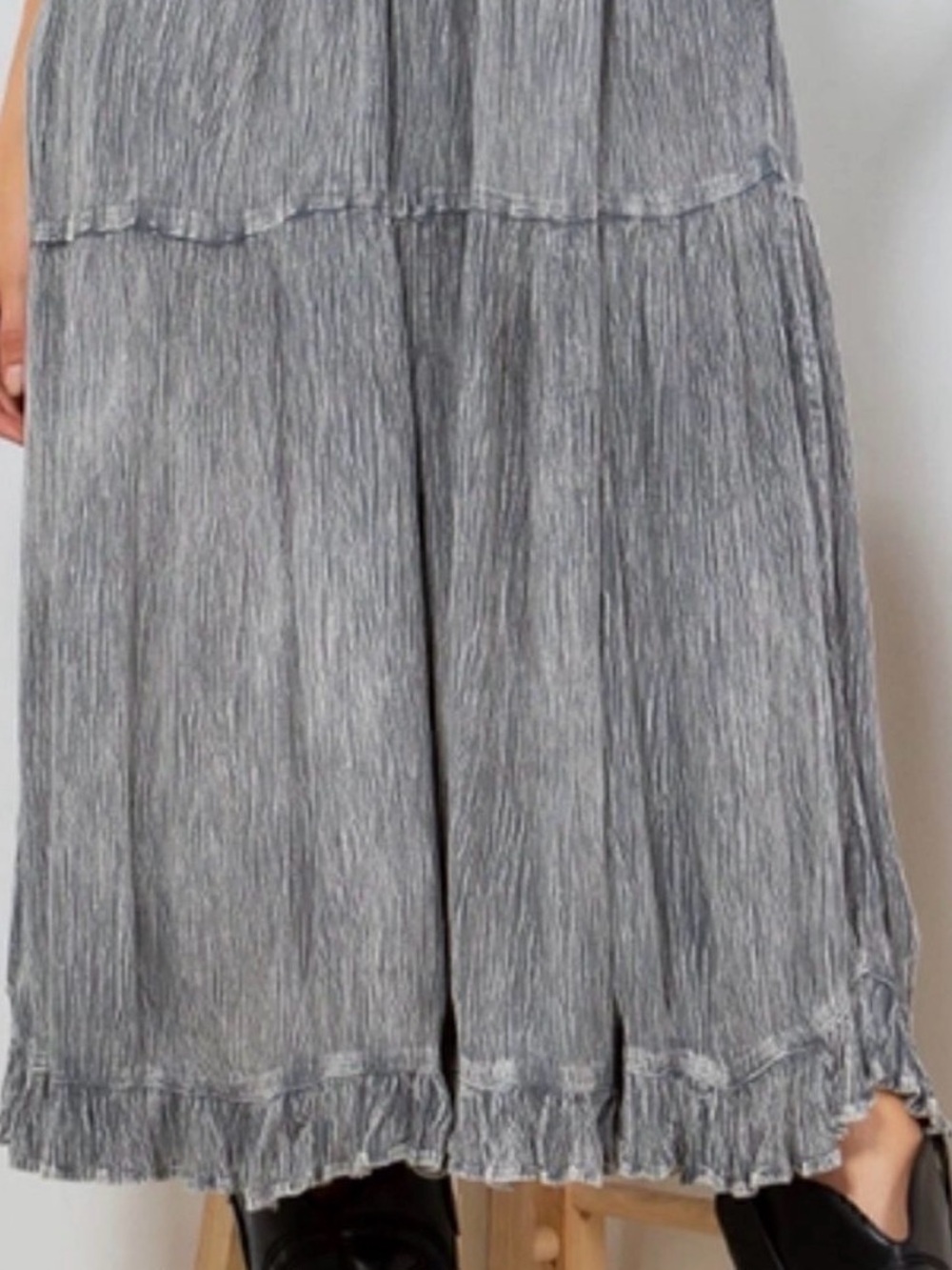 New Young Threads Grey Tiered Maxi Dress with Textured Bodice - Picture 6 of 8